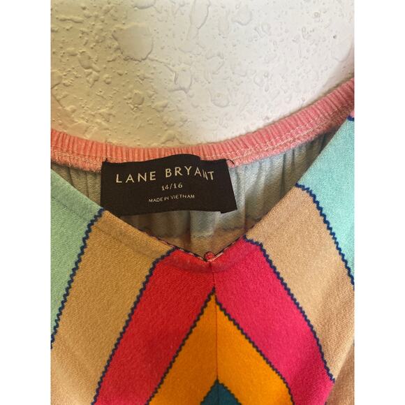 Lane Bryant Colorful Chevron Stripe Mid-Calf Sheath Dress EUC Sz 14/16 Knit - Picture 2 of 15